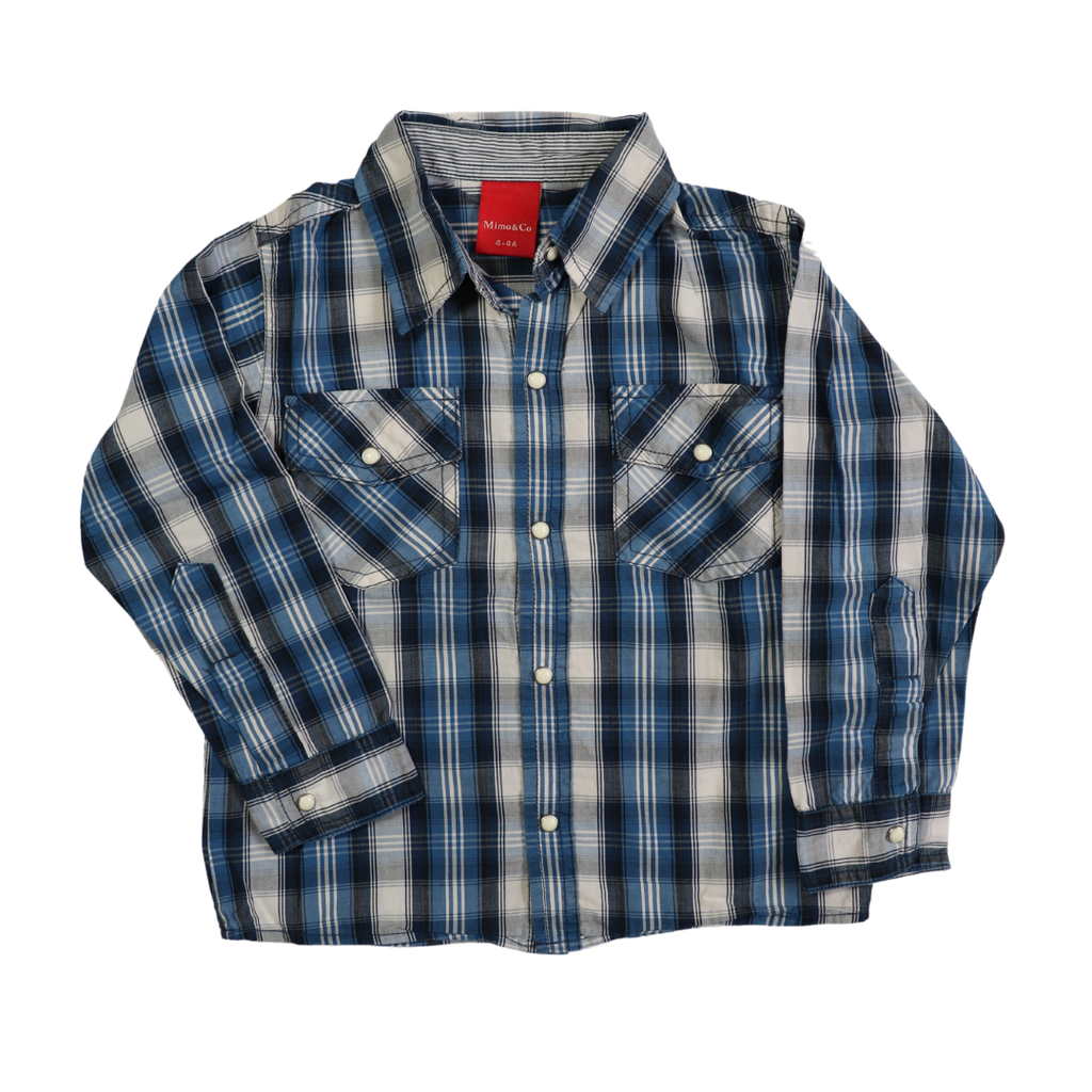 Camisa azul marino/gris a cuadros, Mimo&Co 4-5 años