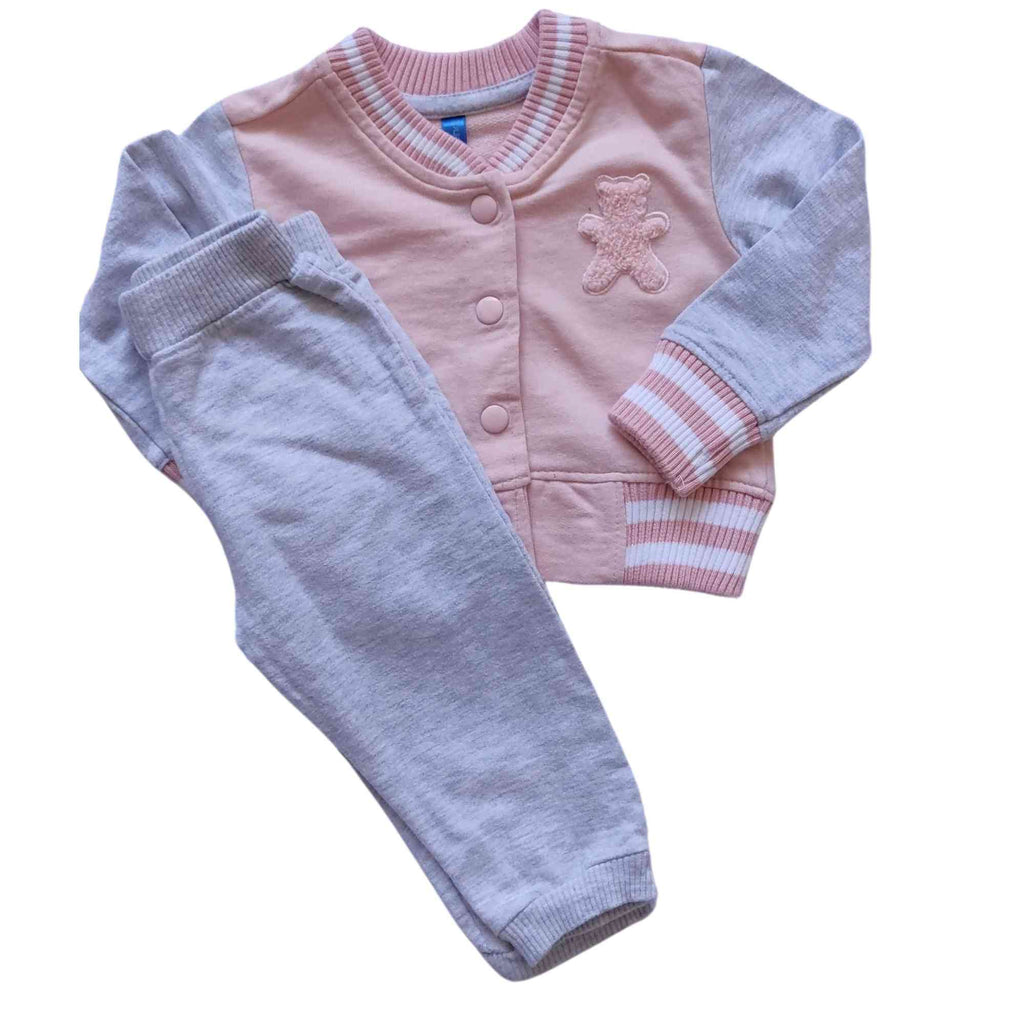 Conjunto Pantalón y Sudadera Gris Rosa Osito, 6 meses, Weekend