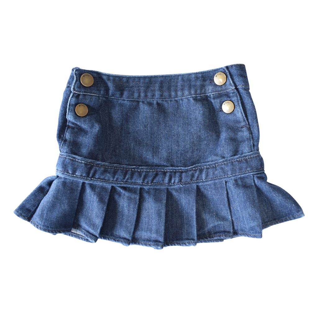 Falda mezclilla azul marino con holanes, BabyGAP, 4 años