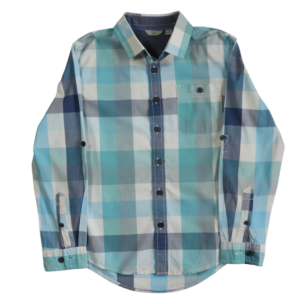 Camisa azul a cuadros Pique Nique, talla 10