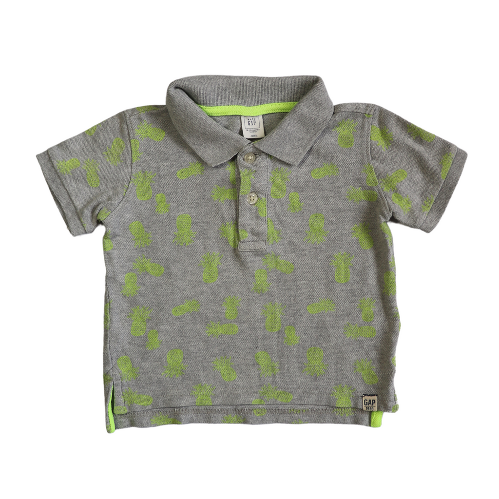 Playera gris manga corta, Baby Gap, 12-18 meses