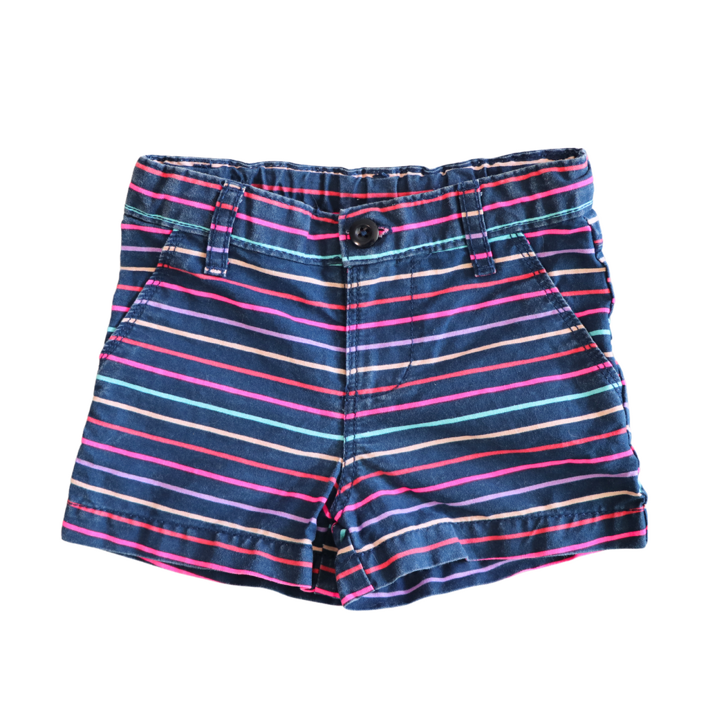 Short azul marino con líneas de colores, Okie Dokie, 2 años