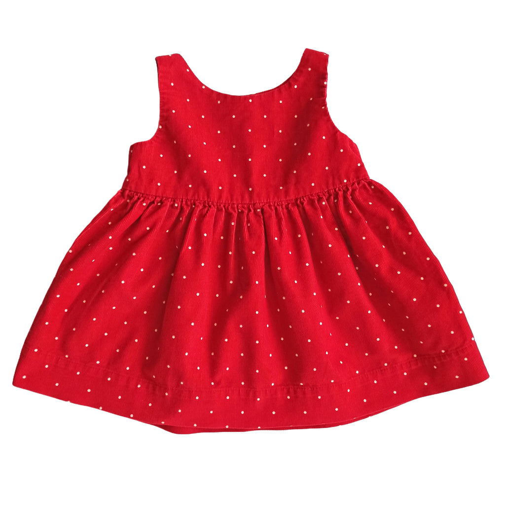 Vestido rojo de terciopelo puntitos, Baby Gap, 3 meses