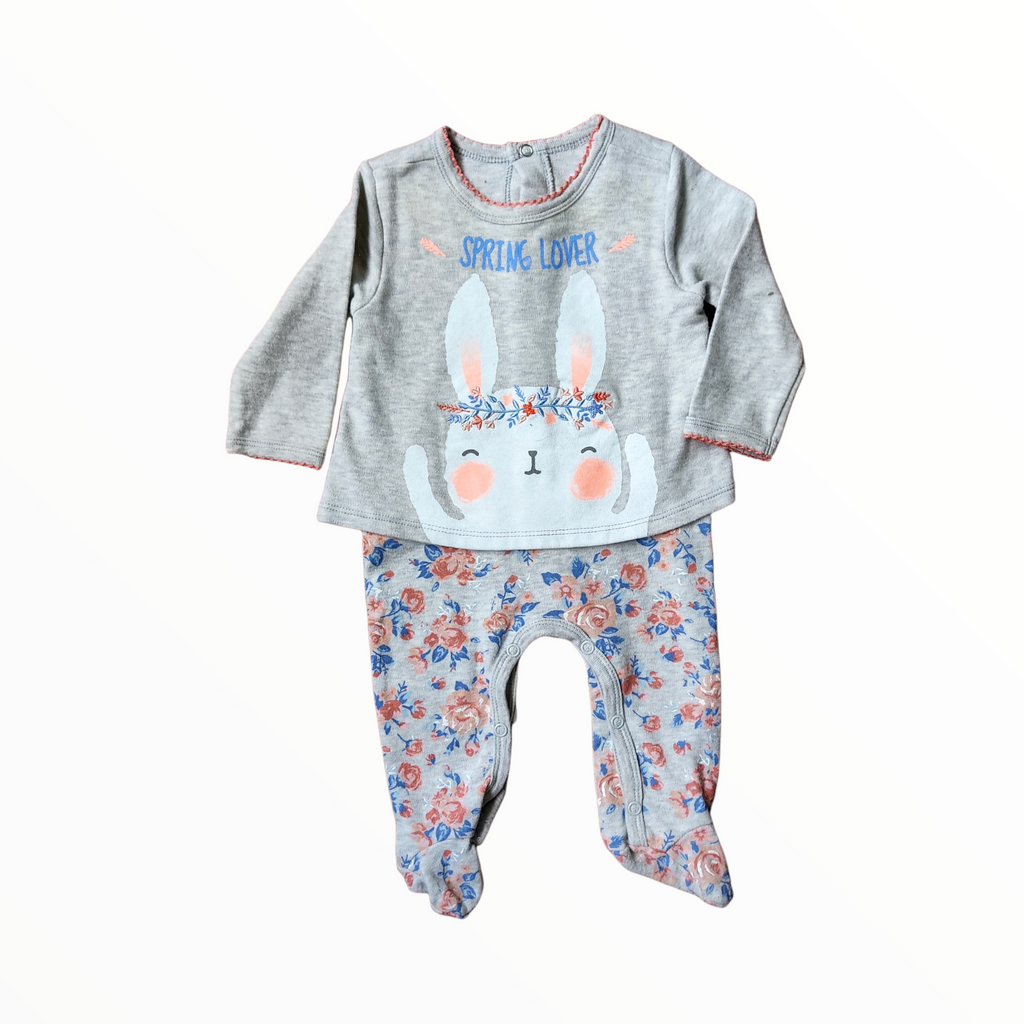 Mameluco gris conejito, talla 3-6 meses Baby Creysi 