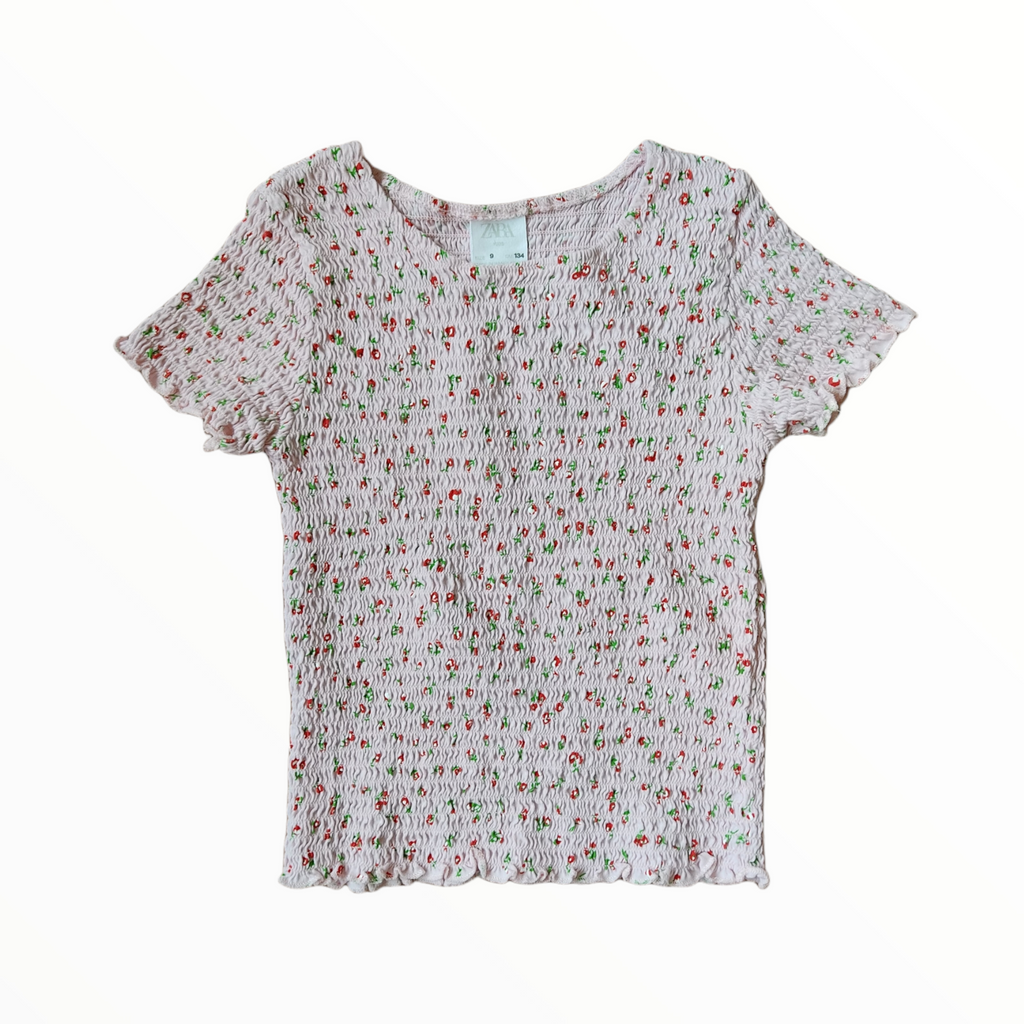 Playera drapeada con diseño de cerezas, 9 años Zara