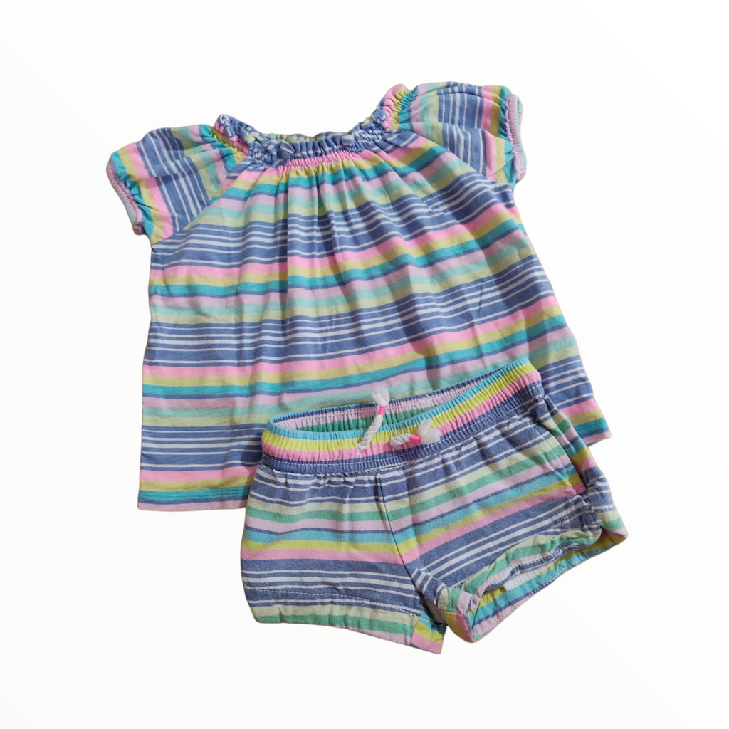 Conjunto blusa y short rayas, talla 24 meses Oshkosh