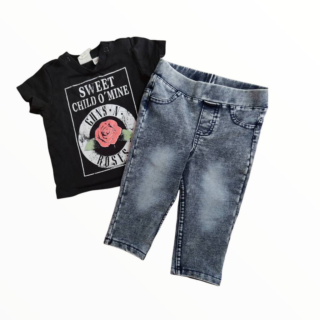 Jeans y playera, Guns n Roses, bebé 4-6 meses H&M