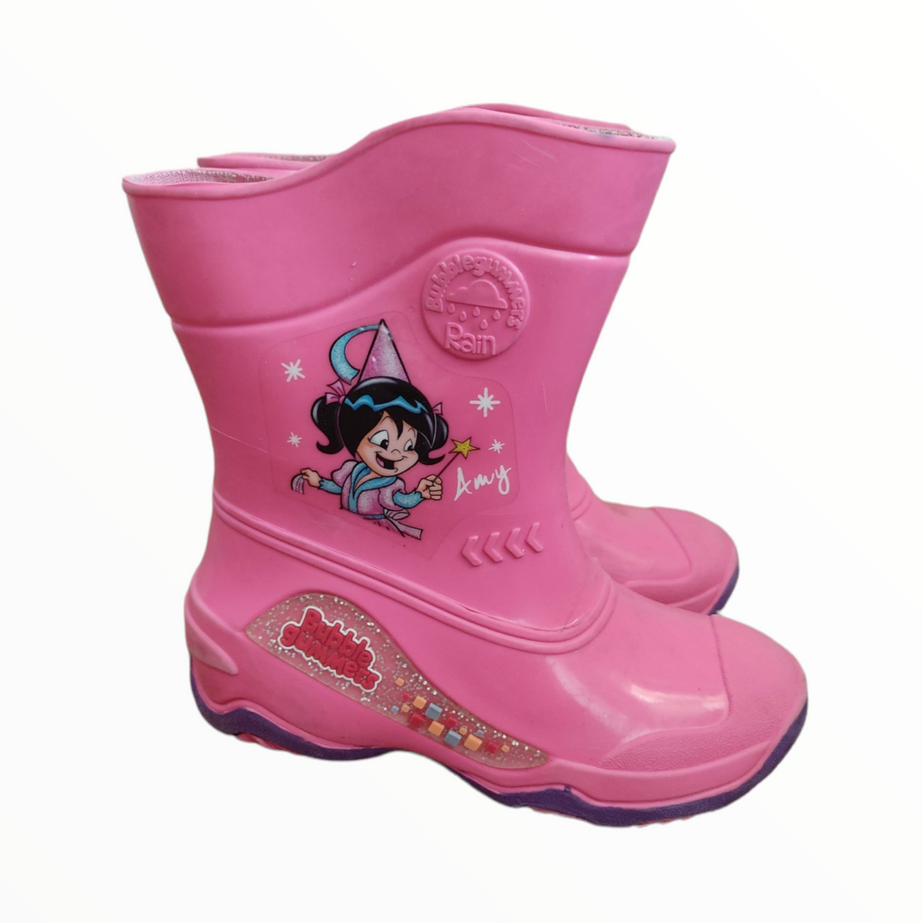 Botas de lluvia color rosa, talla 19 Bubble gummers